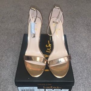 Lulus Taylor Rose Gold Ankle Strap Heels size 7.5
